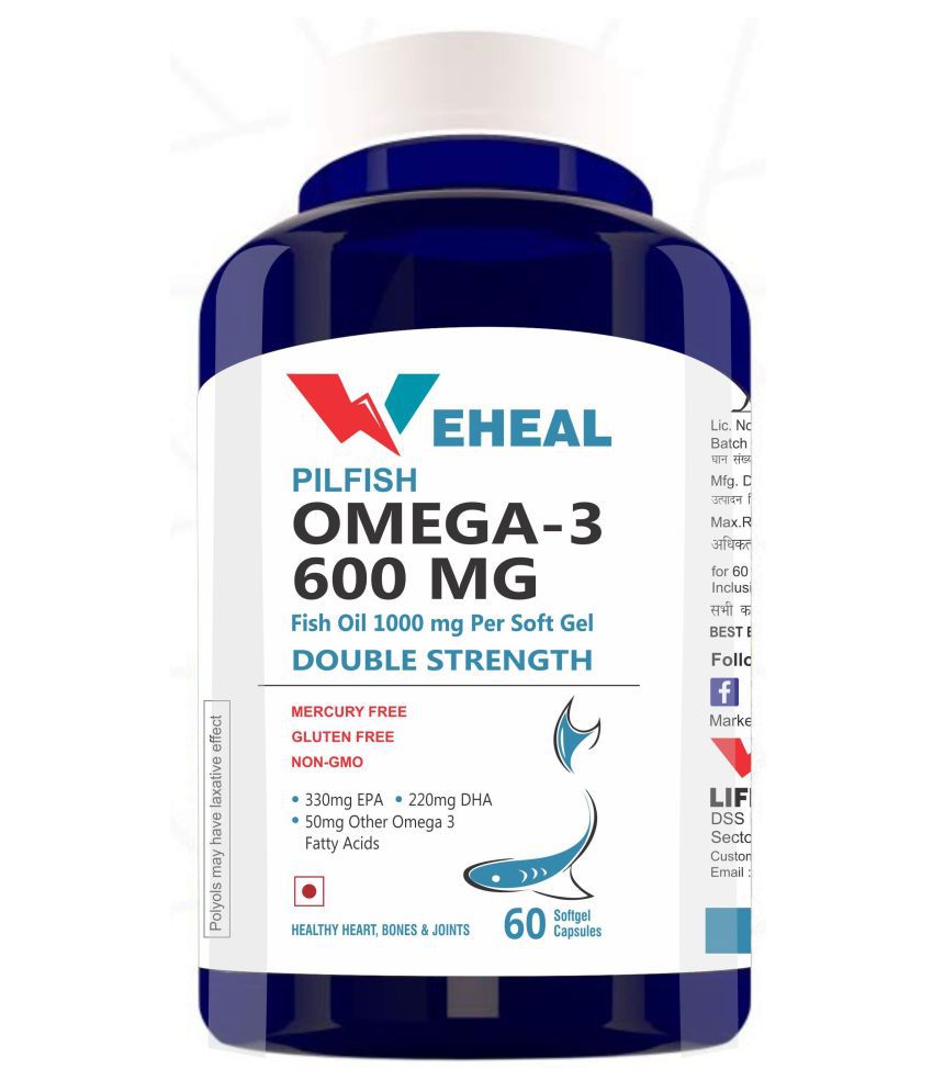 WEHEAL PILFISH Omega 3 600mg Double Strength Fish Oil 1000mg Capsule 100