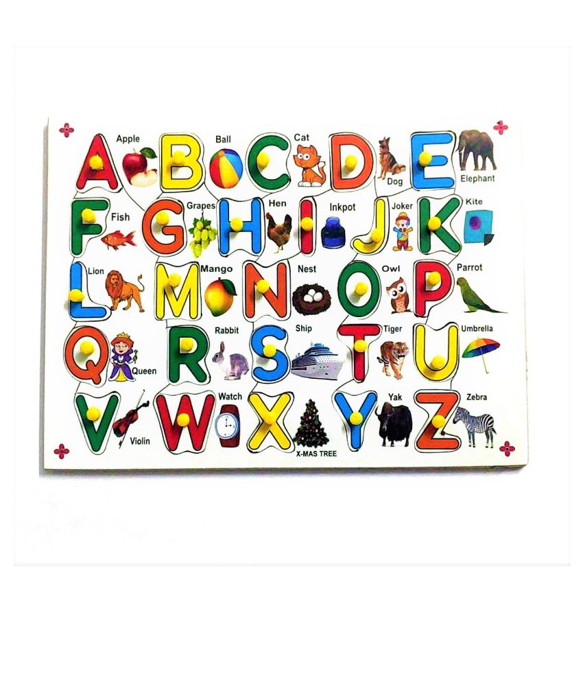     			English Alphabet Learning Puzzle Board with Knobs and Picture FOR PRE PRIMARY  EDUCATION