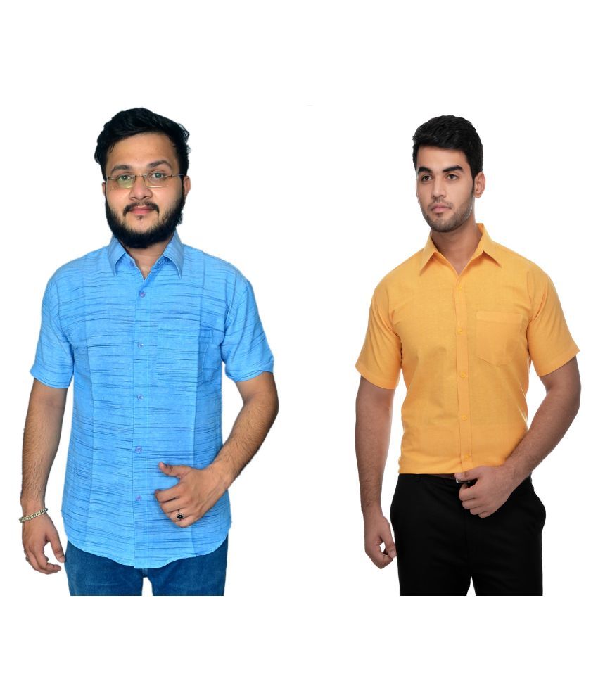     			DESHBANDHU DBK Cotton Regular Fit Half Sleeves Men's Formal Shirt - Multi ( Pack of 2 )