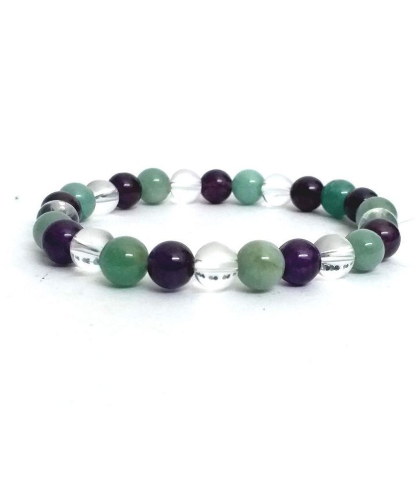 Amethyst & Green Aventurine and Clear Quartz Stretch 8 MM Bracelet: Buy ...