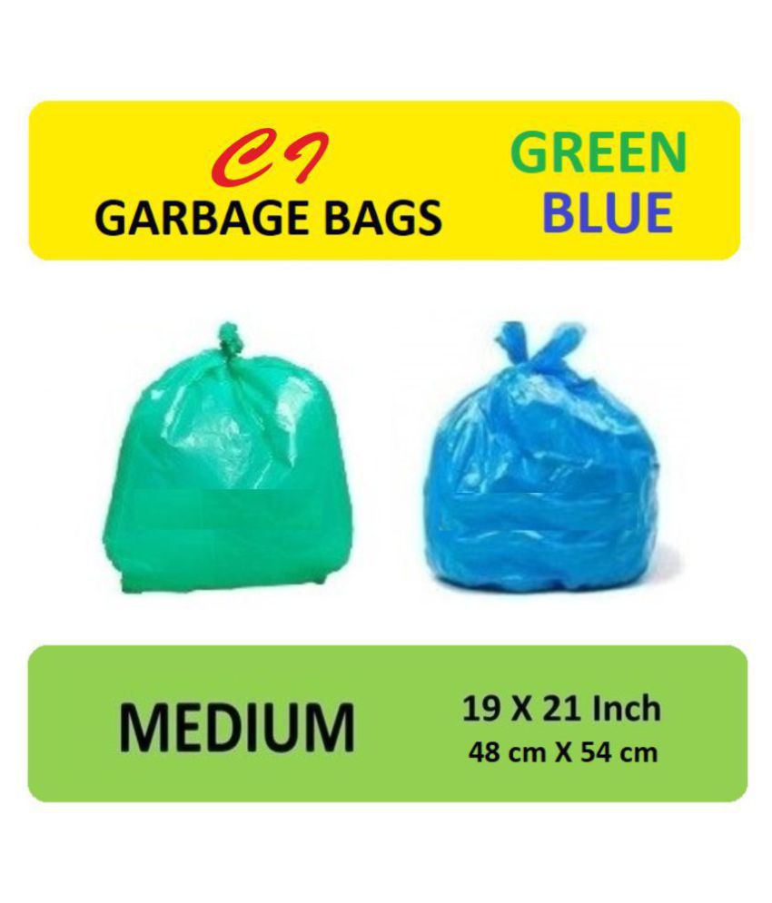     			C-I - 4 Packs Medium Disposable Garbage Bags for Wet and Dry Waste (60 Pcs Blue and 60 pcs Green) -2 Packs Each