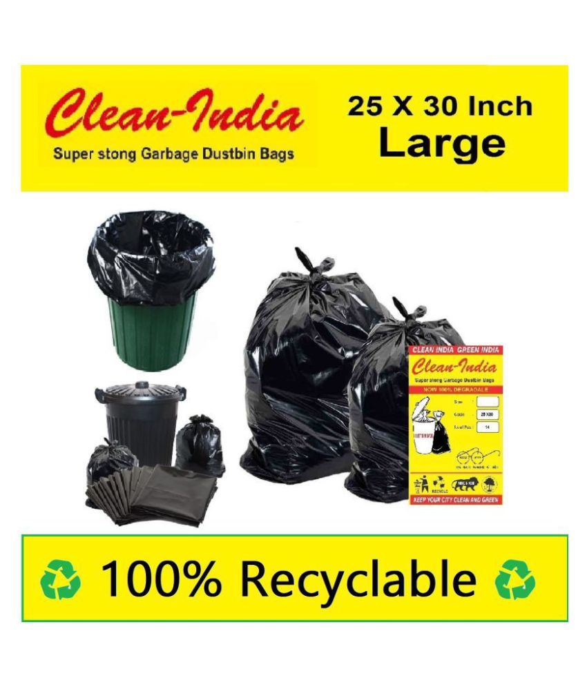     			C-I Large 42 pcs - 25X30 Black Disposable Garbage Trash Waste Dustbin Bags of 63cm x 76cm | Pack of 3 X 14 pcs= total 42 pcs