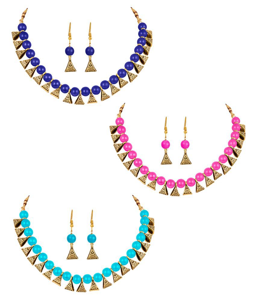     			JFL - Jewellery For Less Plastic Multi Color Contemporary/Fashion Necklace set Combo Choker