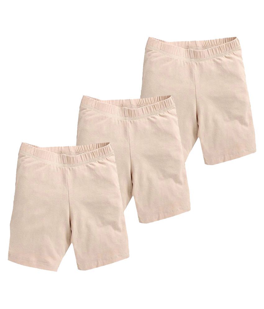     			Leading Lady Pack of 3 Girls Cotton Cycling Shorts ( Beige )