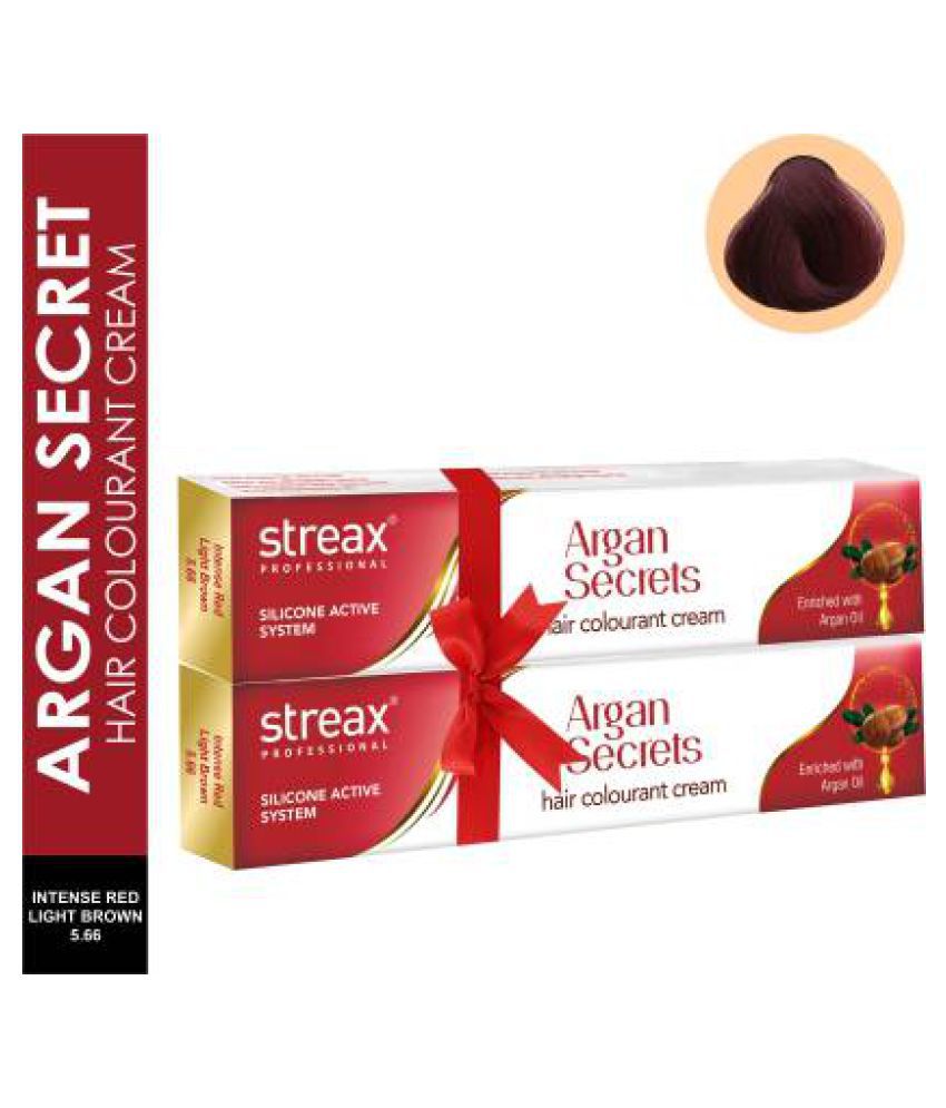 Streax Argan Secrets Permanent Hair Color Irisee Red Light Brown  60 g  Pack of 2: Buy Streax Argan Secrets Permanent Hair Color Irisee Red Light  Brown  60 g Pack of