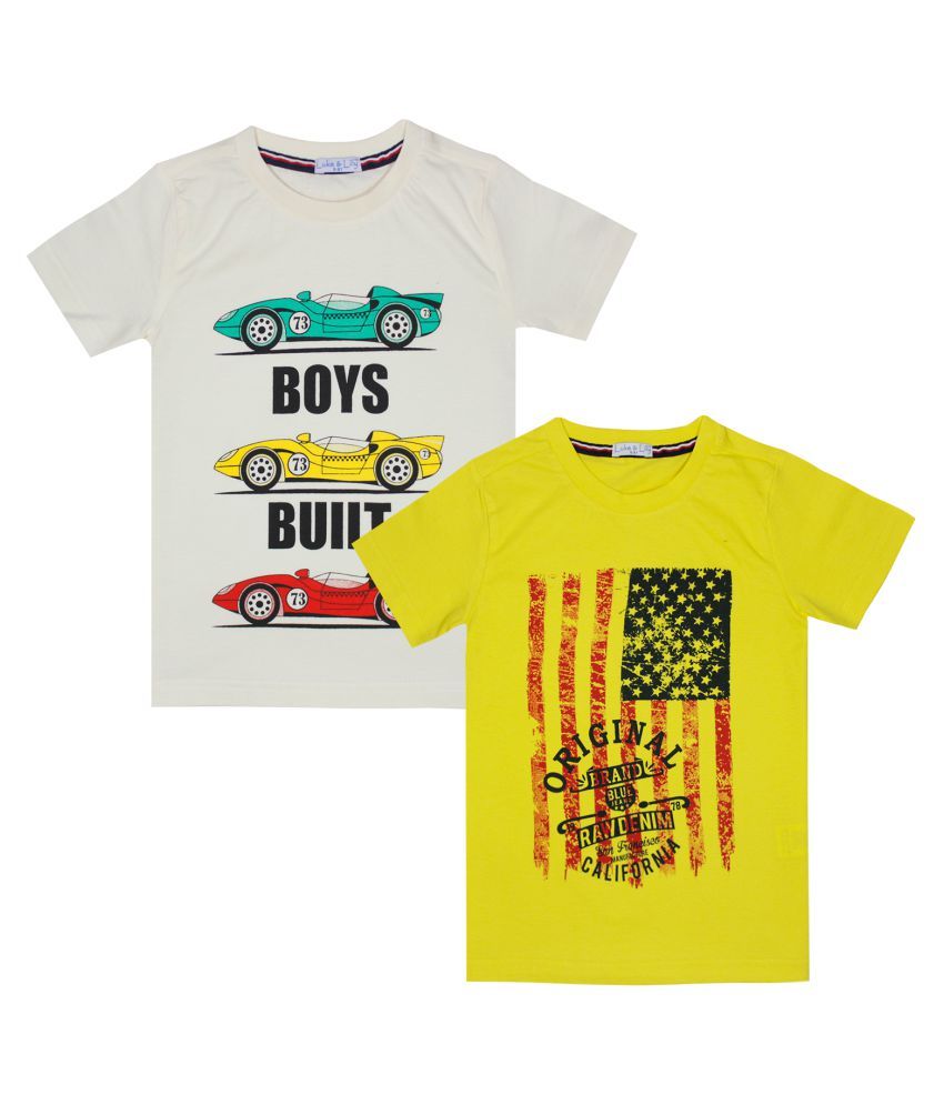     			Luke and Lilly Boys Cotton Half Sleeve Printed Tshirt Pack of 2