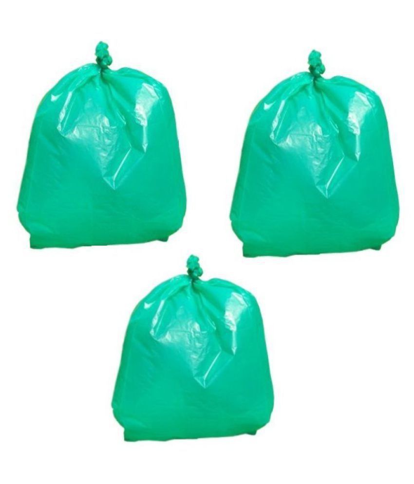     			C-I - 3 Packs Medium Disposable Garbage Bags for Dry Waste, Green Color (90 pcs)