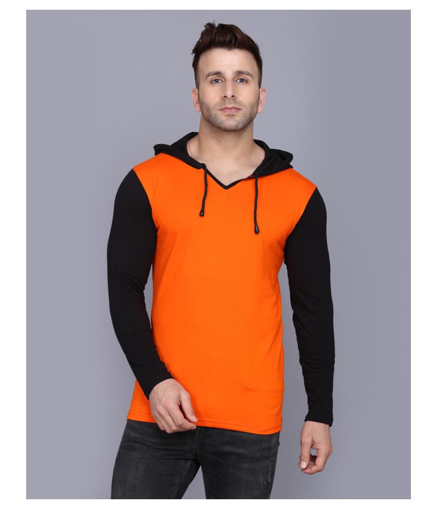 SIDKRT 100 Percent Cotton Orange Striper T-Shirt
