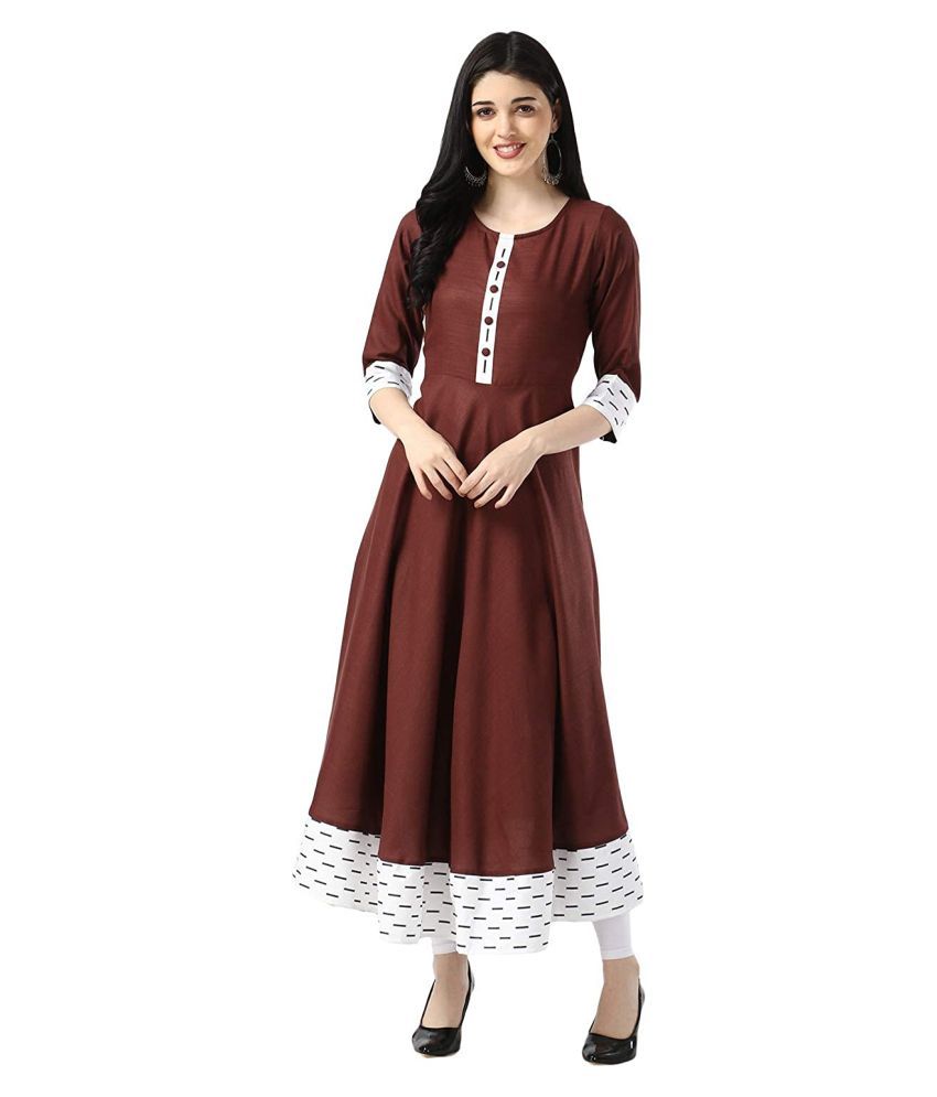     			Estela - Brown Cotton Women's Flared Kurti ( Pack of 1 )