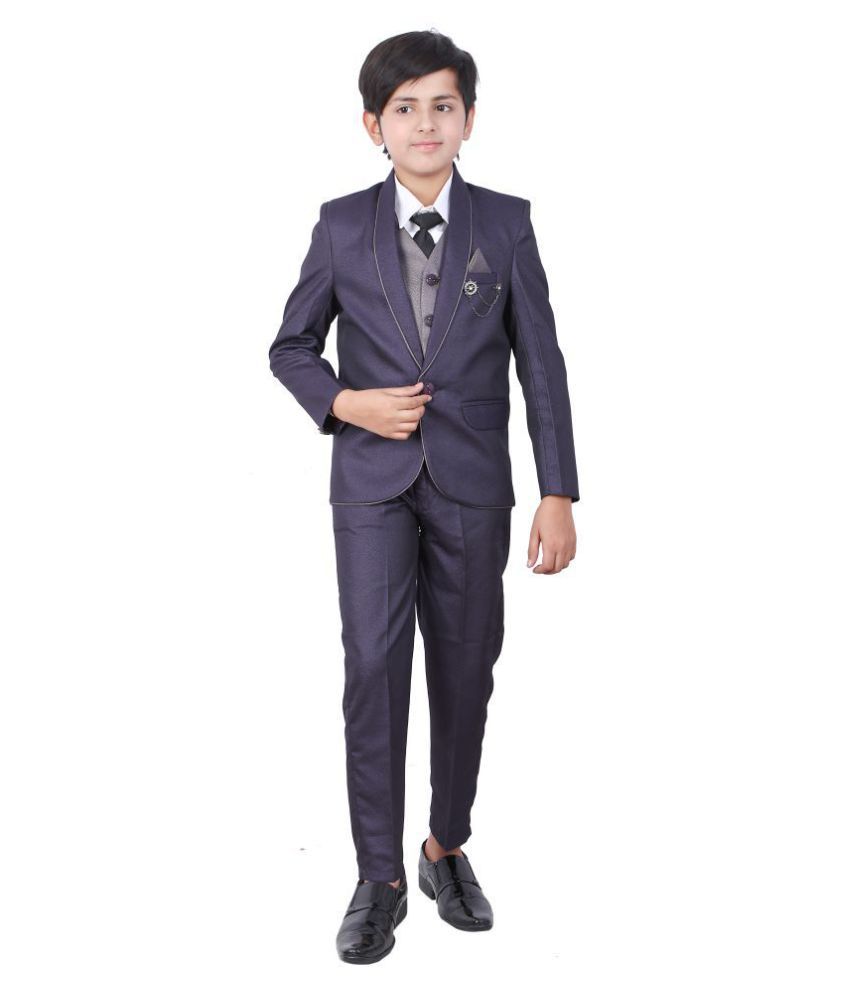     			Fourfolds Boys Polyester Blazer ( Pack of 1 , Purple )