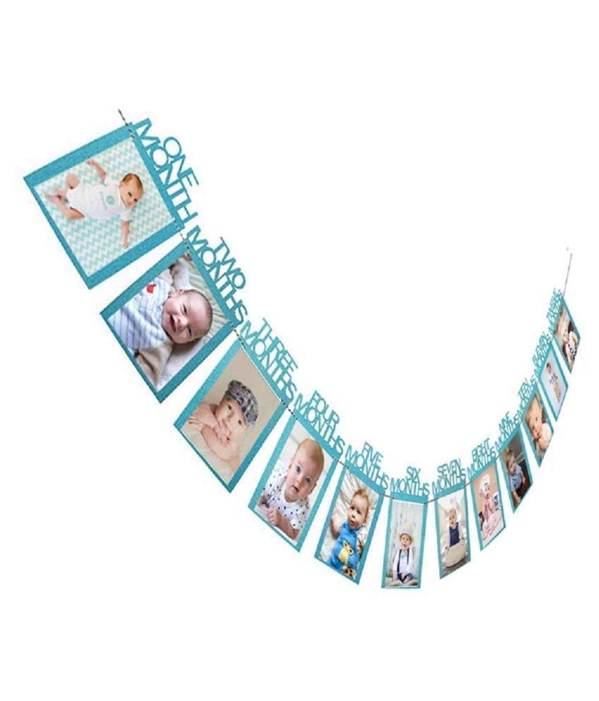     			Sana Party Decoration First birthday photo banner,First birthday photo banner for boys 1st Birthday Baby Photo Banner Thickened Kraft Card Paper 1st Birthday Bunting Baby Photo Prop Banner, 1-12 Months/Perfect for 1st Birthday Party Decoration