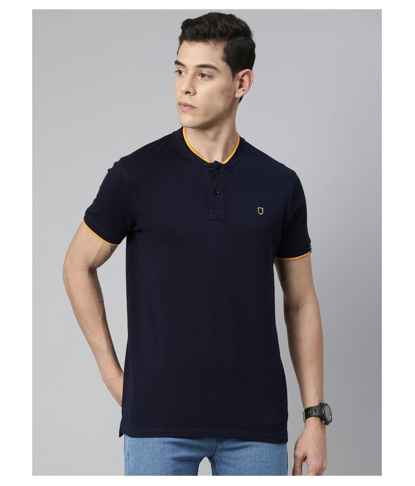     			Urbano Fashion Cotton Blue Solids T-Shirt