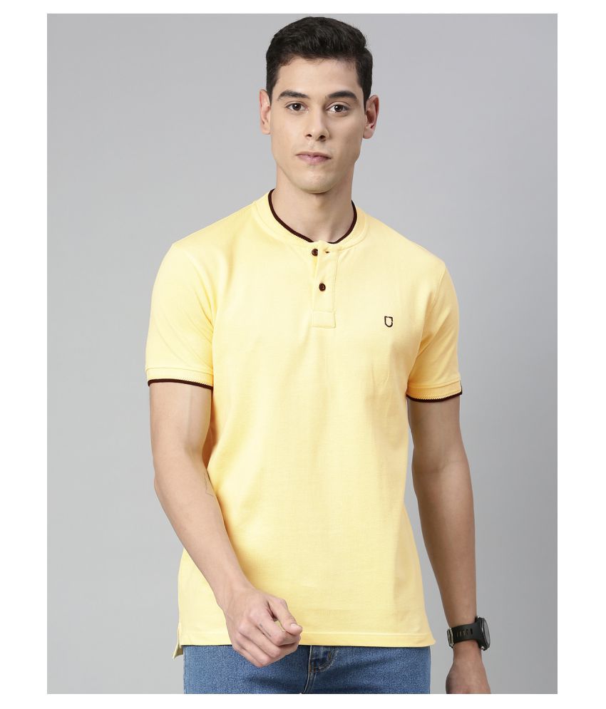     			Urbano Fashion Cotton Yellow Solids T-Shirt