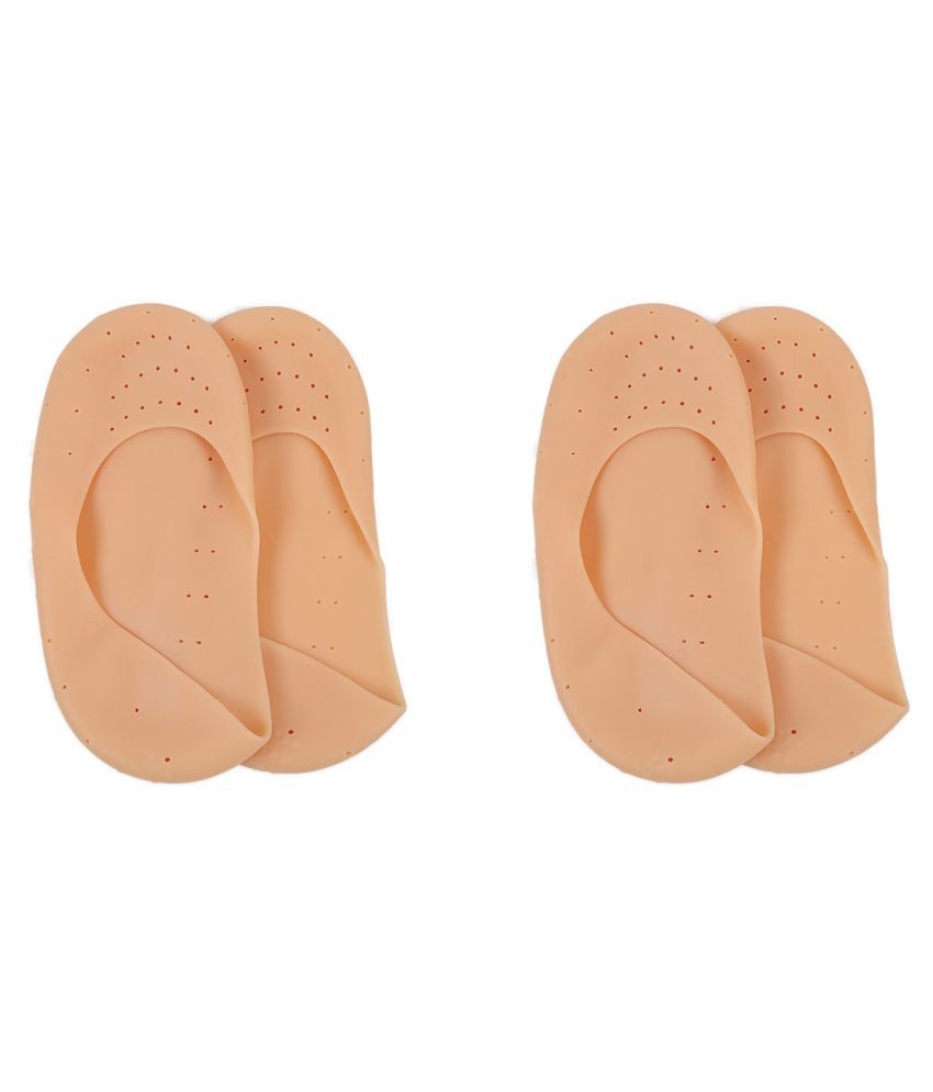 eBizMour Silicone Smiling Foot Anti-Chapped Moisturizing Silicone Full Socks 2 Pair Free Size