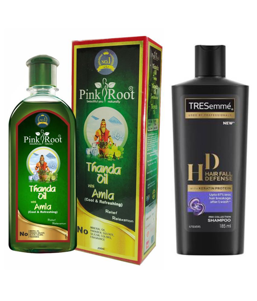 Pink Root Amla Thanda Oil 200ml with Tresemme Hair fall Defense Shampoo 185  mL Pack of 2: Buy Pink Root Amla Thanda Oil 200ml with Tresemme Hair fall  Defense Shampoo 185 mL