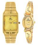 ADAMO Couple Combo Gold Dial Day & Date Men's & Women's Watch 9151-2468YM04