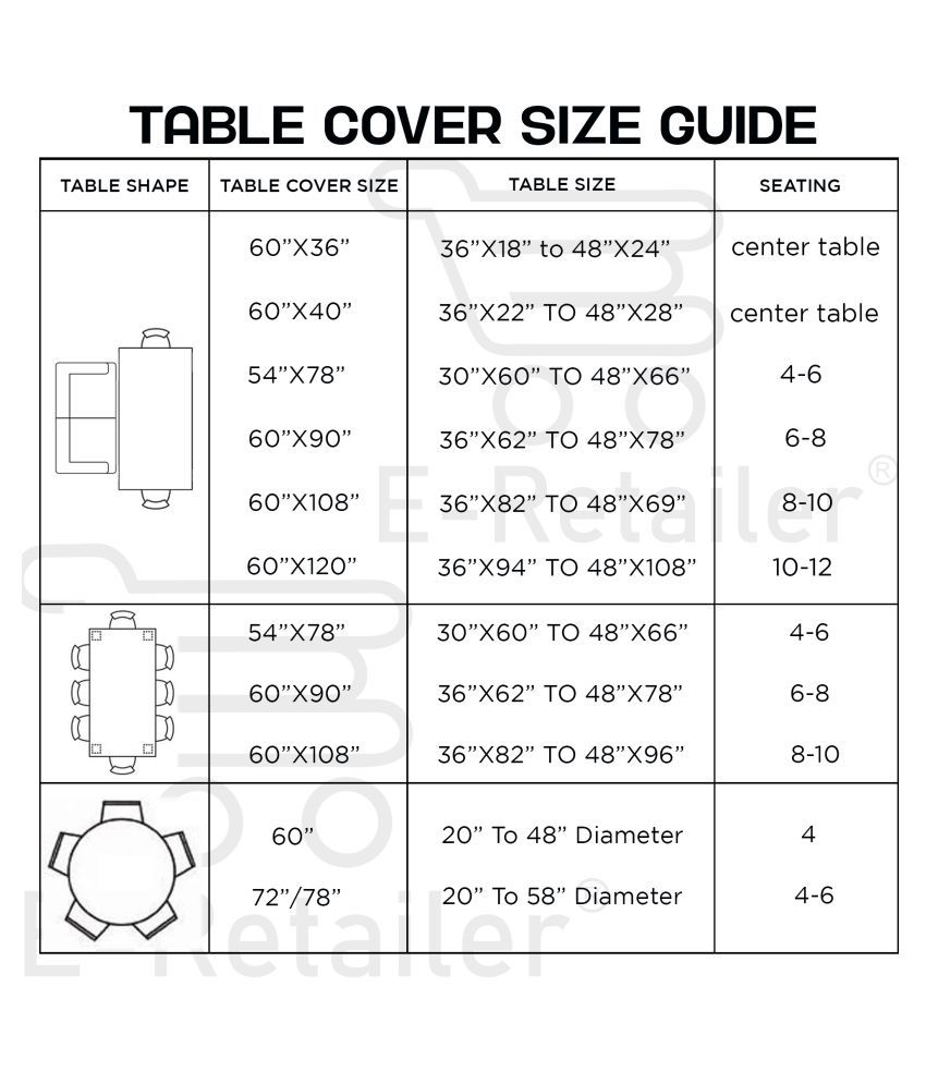 E-Retailer 8 Seater PVC Single Table Covers - Buy E-Retailer 8 Seater ...