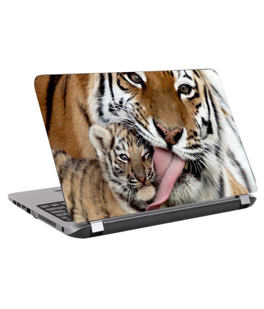     			Laptop Skin Tiger with its baby Premium matte finish vinyl HD printed Easy to Install Laptop Skin//Sticker/Vinyl/Cover for all size laptops upto 15.5 inch