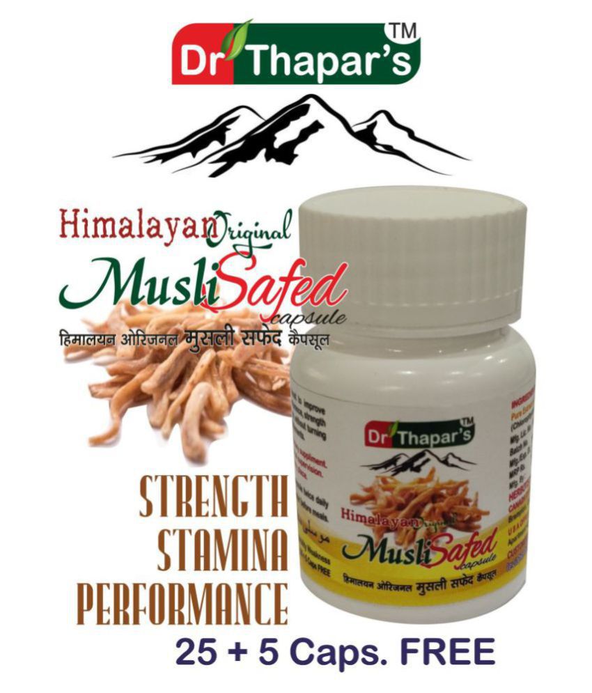    			SAFED MUSLI HIMALAYAN ORIGINAL By DR.THAPAR 25+5 Free Capsule 500 mg