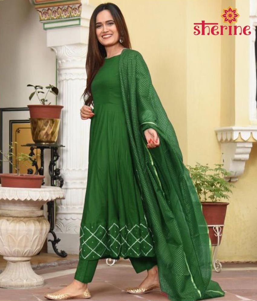 green anarkali kurti