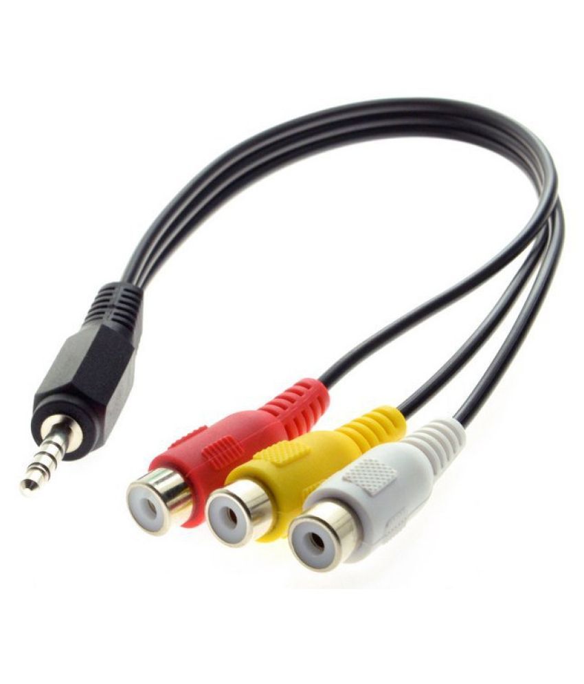 GADGETSMORE 3.5mm AUDIO Male Plug to 3RCA Female Adapter Cable Video Adapter for AV,Audio, Video, LCD TV,HDTV PACK OF 1