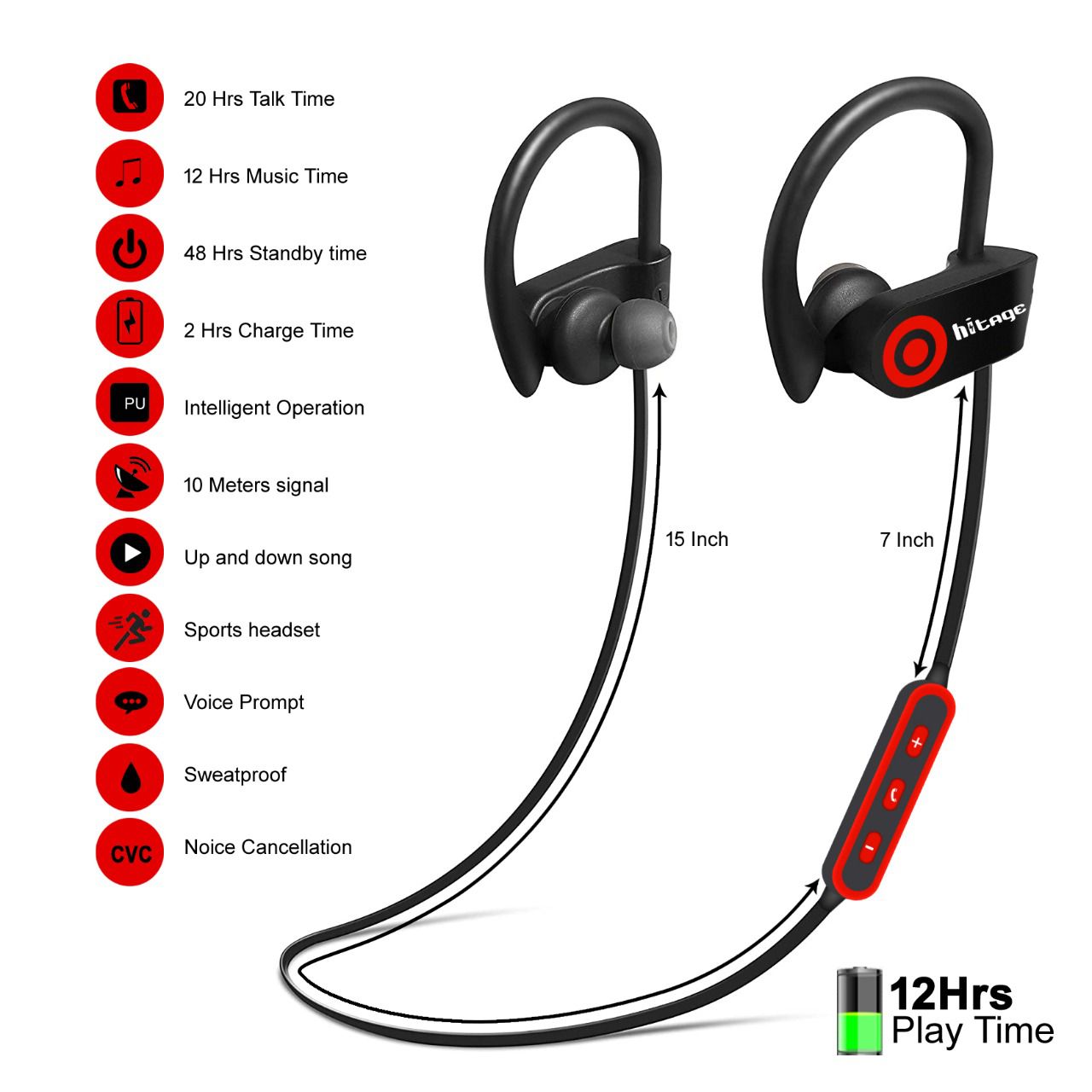 Hitage Defloc QC10 Design for Fly1001 Wireless Bluetooth Headphone Red