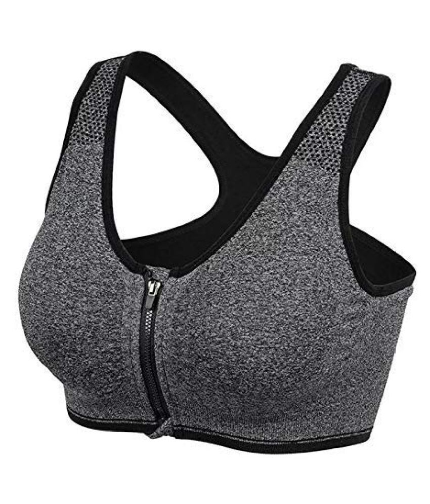 Buy JR Enterprise Grey Poly Spandex Solid Sports Bra Online at Best ...