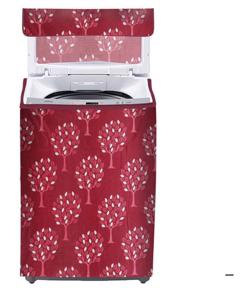     			E-Retailer Single Polyester Maroon Washing Machine Cover for Universal 8 kg Top Load