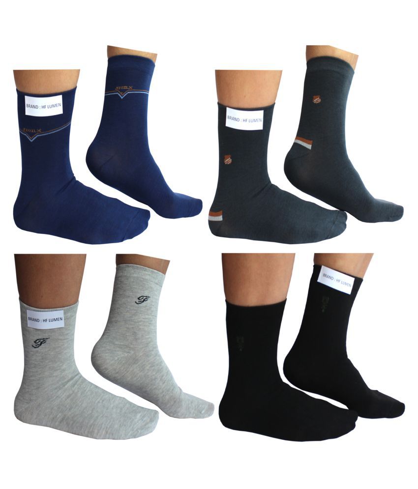     			HF LUMEN Multi Formal Mid Length Socks Pack of 4