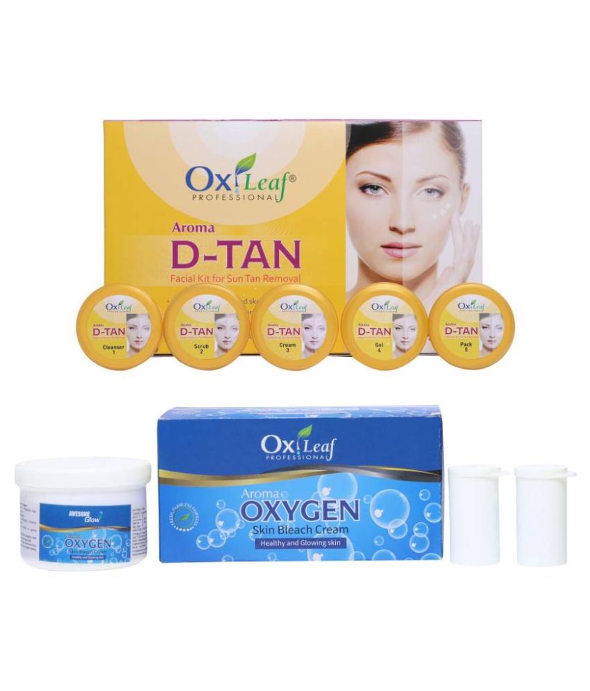     			Oxileaf Aroma D-Tan & Oxygen Bleach Cream Facial Kit 475 g Pack of 2