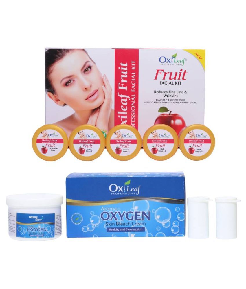     			Oxileaf Fruit & Oxygen Bleach Cream Facial Kit 1000 g Pack of 2