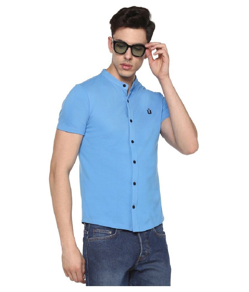     			Urbano Fashion 100 Percent Cotton Turquoise Shirt