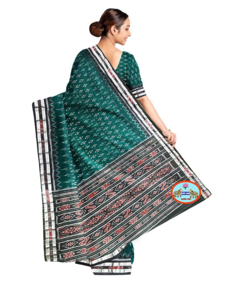 ODISHA SAMBALPURI HANDLOOMS Green Cotton Saree Buy ODISHA SAMBALPURI HANDLOOMS Green Cotton