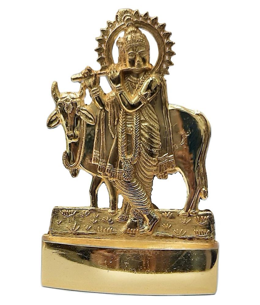     			rudradivine haridwar - Lord Krishna Brass Idol - 14 cm