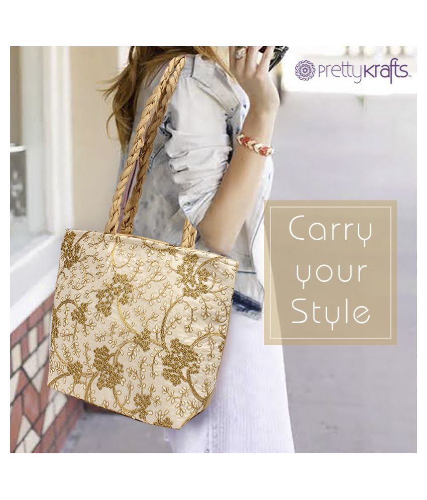 Buy PrettyKrafts Gold Shopping Bags - 2 Pcs at Best Prices in India ...