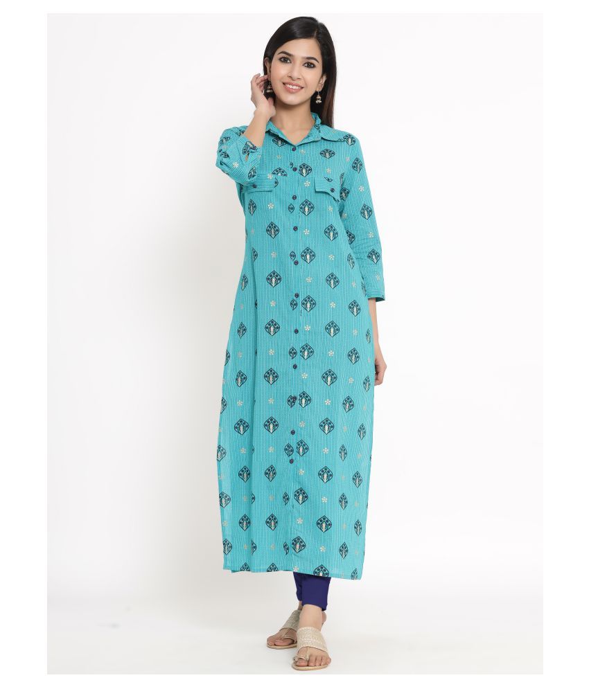     			Kbz Turquoise Rayon Straight Kurti