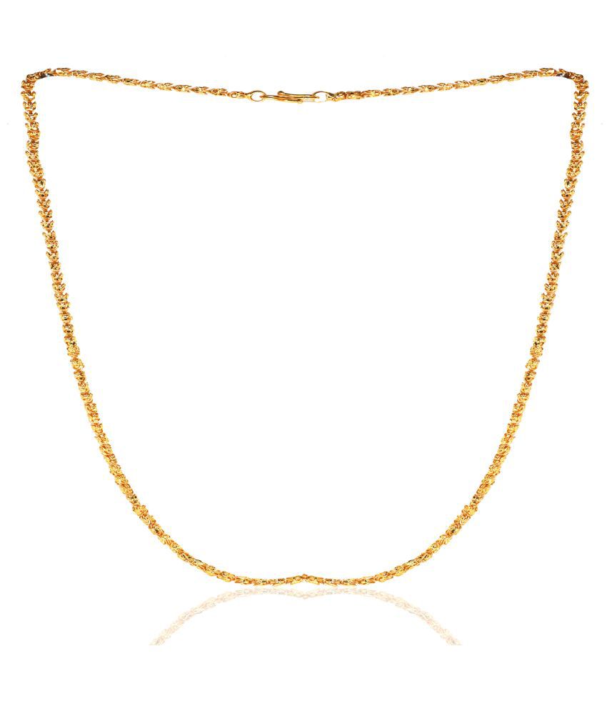     			shankhraj gold plated flower design log chain for men or women-10013