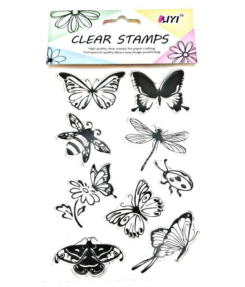     			Clear Rubber Stamp Butterfly Design, Used in Textile & Block Printing, Card & Scrapbook Making