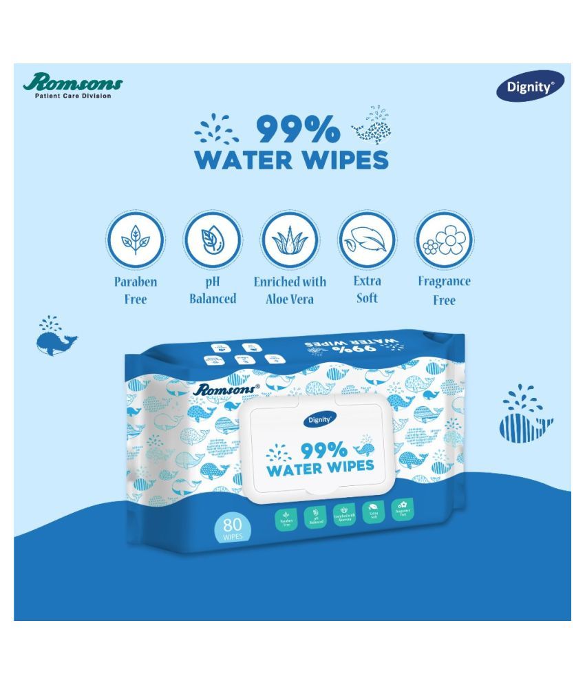 Dignity 99 Water Wipes Enriched with Aloe Vera and Vitamin E, 150x200