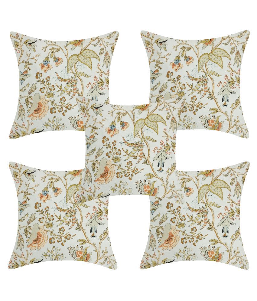     			INDHOME LIFE Set of 5 Cotton Cushion Covers 40X40 cm (16X16)