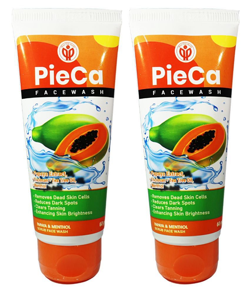 PieCa Papaya & Menthol Scrub Face Wash Face Wash + Scrub 60 mL Pack of 2