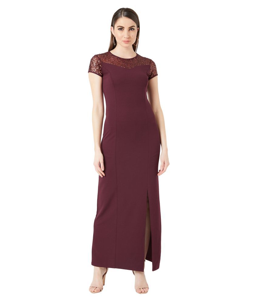     			Miss Chase Polyester Maroon Bodycon Dress