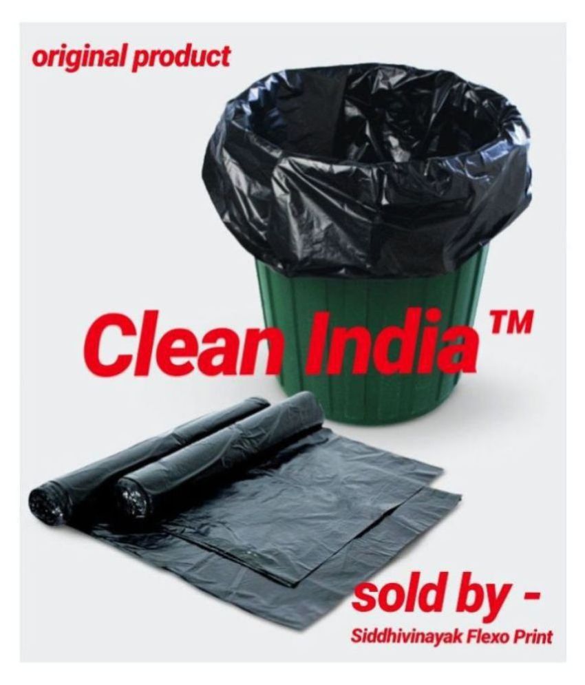     			Clean India- Medium 60 pcs Garbage Bags - 2 packs of 30 Pcs - 60 pcs - 19X21 Black Medium Disposable Garbage Trash Waste Dustbin bags