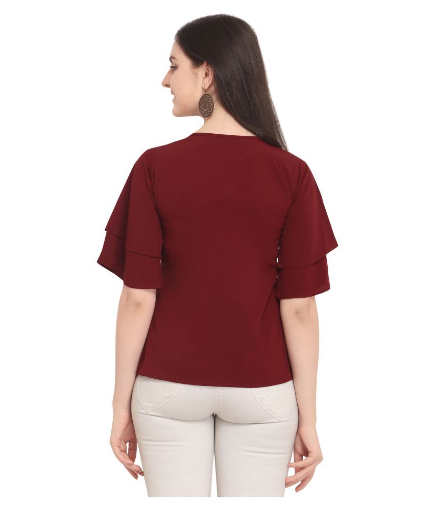 Clothzy Crepe Regular Tops Maroon Buy Clothzy Crepe Regular Tops