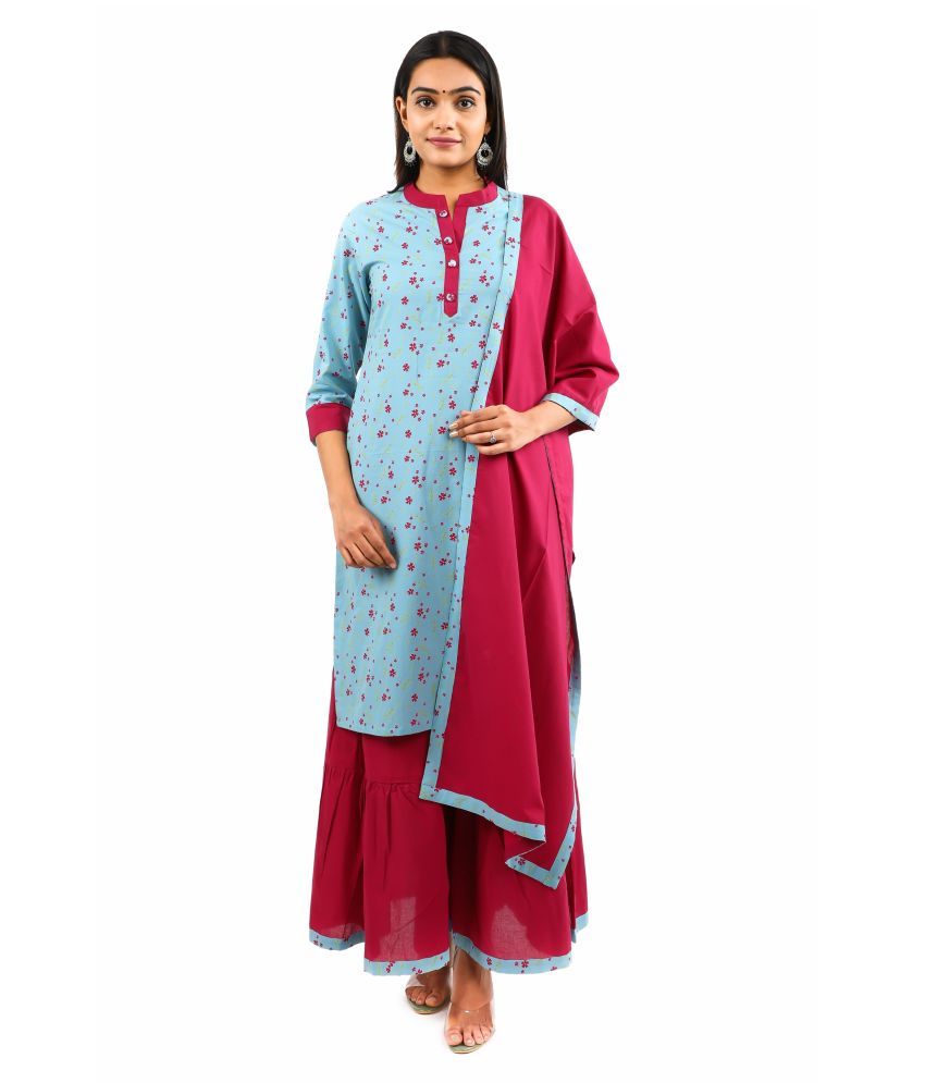 Dour Cotton Kurti With Sharara And Gharara Stitched Suit Buy Dour