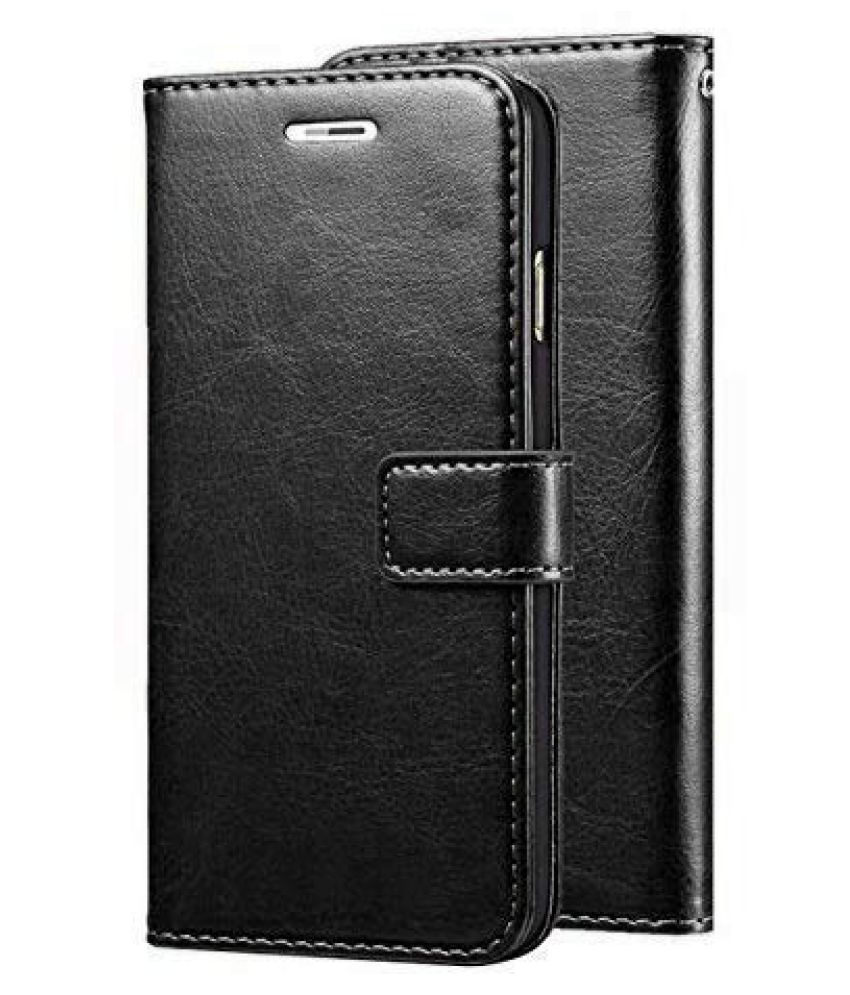     			Oppo F19 Pro Flip Cover by Megha Star - Black Original Leather Wallet
