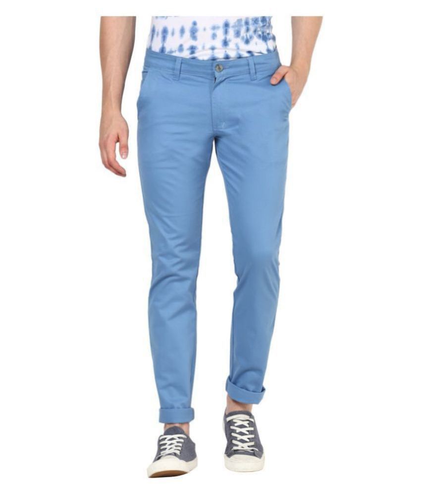     			Urbano Fashion - Light Blue Cotton Slim Fit Men's Chinos (Pack of 1)