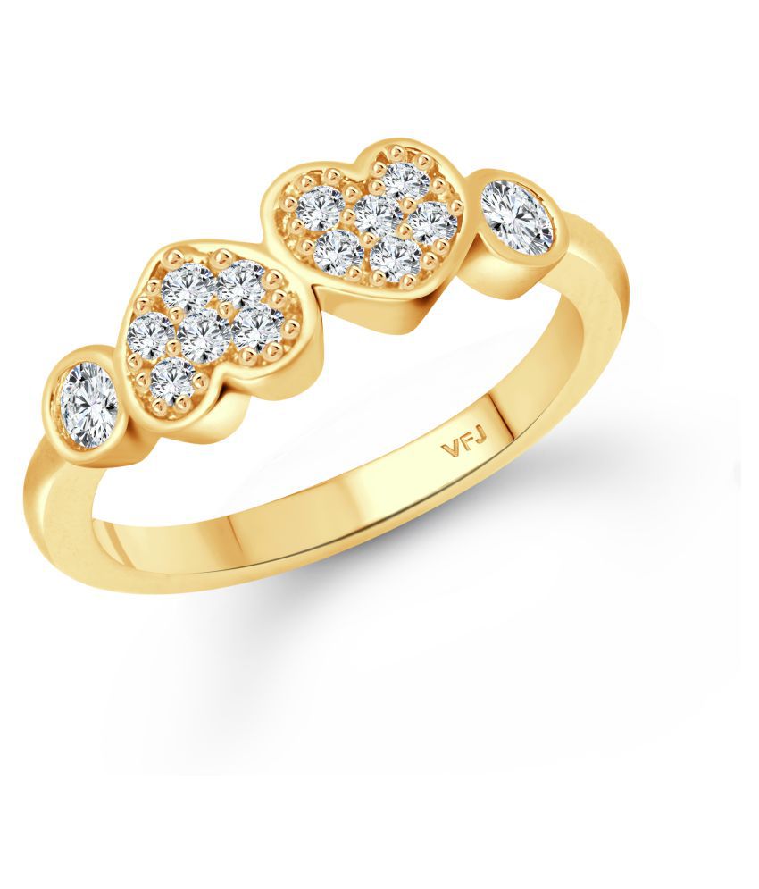     			Vighnaharta Couple Heart (CZ) Gold Plated  Ring for Women and Girls
