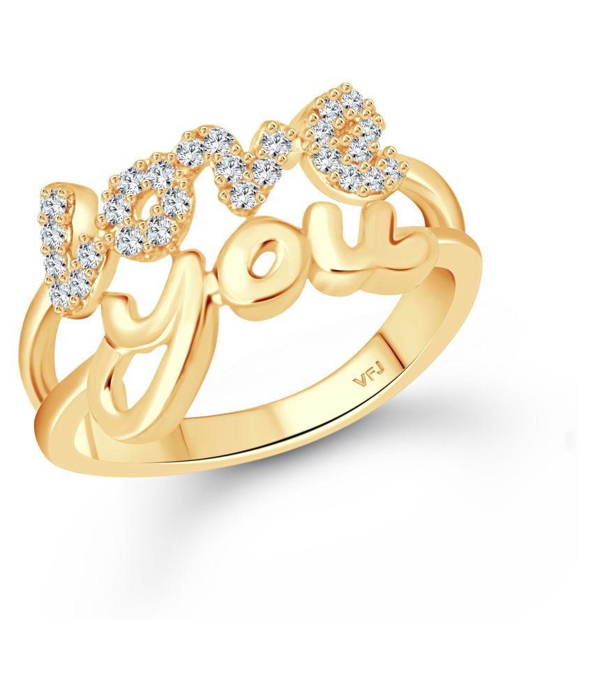     			Vighnaharta Valentine message Love  (CZ) Gold Plated  Ring for Women and Girls