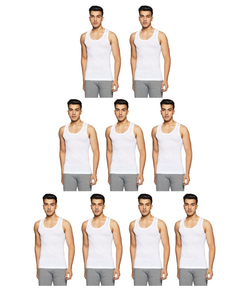     			Rupa Frontline White Sleeveless Vests Pack of 9